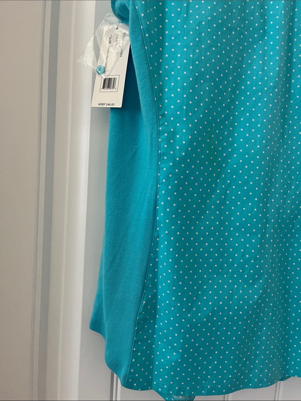 Zac & Rachel Turquoise Polka Dot Sleeveless Button-Down Shirt - Picture 7 of 8